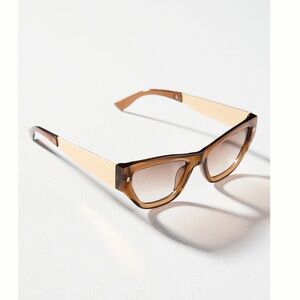 Anthroplogie I-SEA Translucent Metal Cat-Eye Sunglasses NEW Tortoise Gold